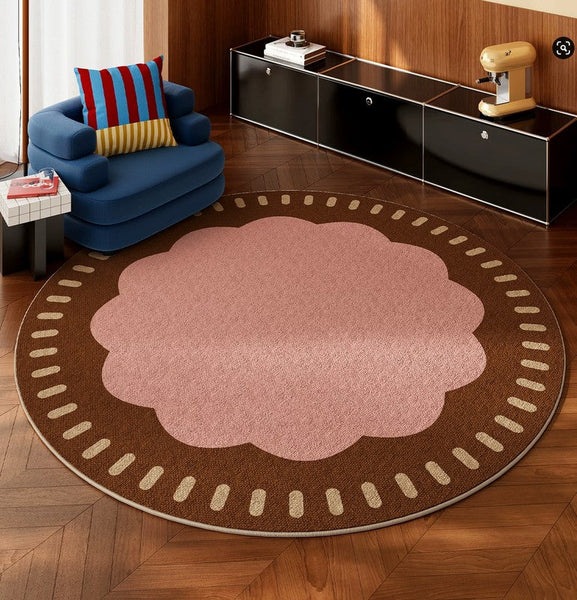 Modern Rugs for Dining Room, Abstract Contemporary Round Rugs for Dining Room, Circular Modern Rugs for Apartment, Geometric Modern Rug Ideas for Living Room-Silvia Home Craft