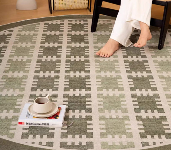 Bedroom Abstract Modern Area Rugs, Contemporary Modern Rug for Living Room, Circular Modern Rugs under Chairs, Geometric Round Rugs for Dining Room-Silvia Home Craft