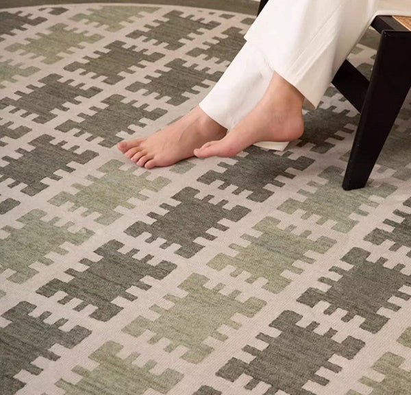 Bedroom Abstract Modern Area Rugs, Contemporary Modern Rug for Living Room, Circular Modern Rugs under Chairs, Geometric Round Rugs for Dining Room-Silvia Home Craft