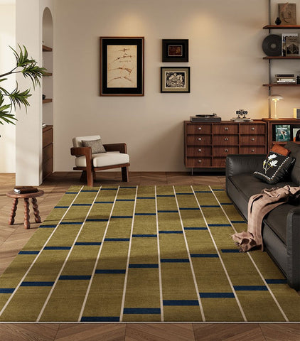 Large Modern Rugs for Living Room, Mid Century Modern Rugs for Bedroom, Abstract Geometric Modern Rugs, Green Modern Rugs for Dining Room-Silvia Home Craft