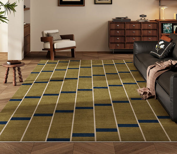 Large Modern Rugs for Living Room, Mid Century Modern Rugs for Bedroom, Abstract Geometric Modern Rugs, Green Modern Rugs for Dining Room-Silvia Home Craft