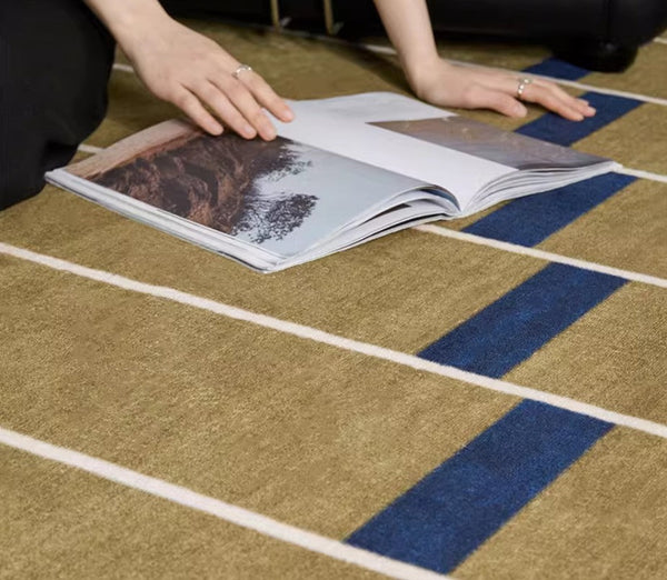 Large Modern Rugs for Living Room, Mid Century Modern Rugs for Bedroom, Abstract Geometric Modern Rugs, Green Modern Rugs for Dining Room-Silvia Home Craft