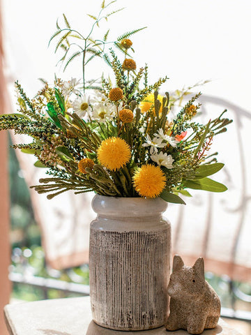 Beautiful Modern Artificial Flowers for Dining Room Table, Dandelion, Wheat Branch, Eucalyptus Globulus, Unique Flower Arrangement for Home Decoration-Silvia Home Craft