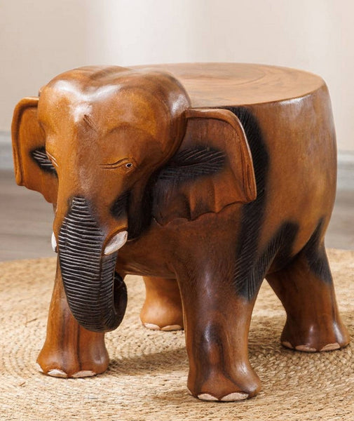 Handmade Solid Wood low Stool, Elephant Wooden Stool, Elephant Sofa Stool, Dining Table Stool, Creative Shoe-changing Stool-Silvia Home Craft