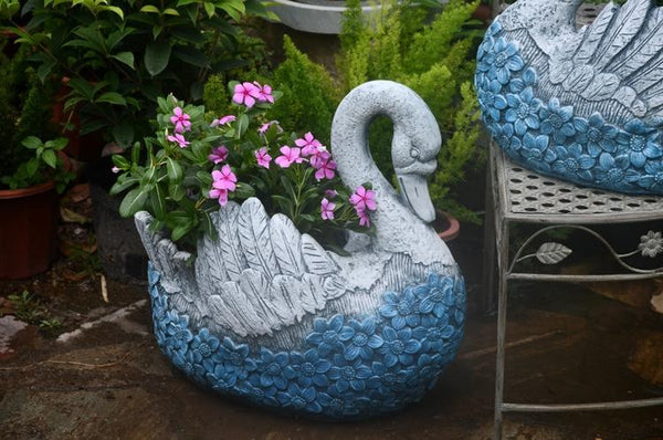 Large Swan Statue for Garden, Swan Flower Pot, Animal Statue for Garden Courtyard Ornament, Villa Outdoor Decor Gardening Ideas-Silvia Home Craft