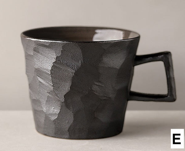 Modern Handmade Pottery Coffee Cup, Creative Brown White Black Blue Ceramic Coffee Mugs, Large Unique Tea Cup, Large Capacity Coffee Cups-Silvia Home Craft