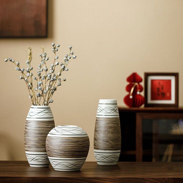 Centerpiece on Dining Table, Handmade Pottery Flower Vases Urn, Large Flower Vase on Table, Modern Bouquet Flower Vases, Water Holding Flower Vases-Silvia Home Craft