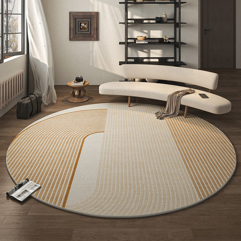 Geometric Modern Round Rugs for Living Room, Contemporary Area Rugs for Bedroom, Round Area Rugs for Dining Room, Coffee Table Rugs, Circular Modern Area Rug-Silvia Home Craft