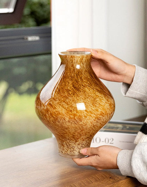 Modern Glass Bud Vases, Centerpiece Vases on Table, Handmade Liuli Vases, Color Glaze Vase, Contemporary Vases for Modern Home Decor-Silvia Home Craft