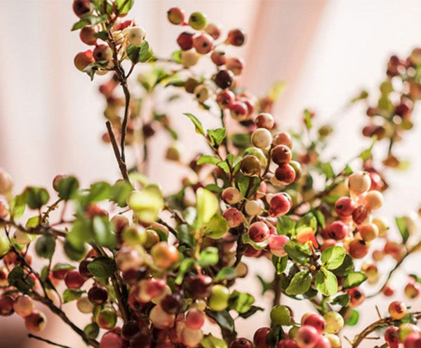 Cranberry Fruit Branch, Flower Arrangement Ideas for Living Room, Unique Artificial Flowers for Home Decoration, Spring Artificial Floral for Bedroom-Silvia Home Craft