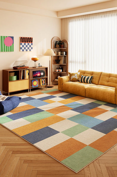 Unique Modern Living Room Rug Ideas, Geometric Carpets for Living Room, Abstract Modern Rugs, Colorful Contemporary Area Rugs, Modern Carpets for Bedroom-Silvia Home Craft