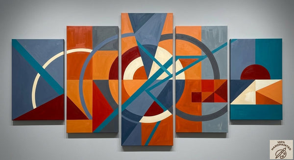 Abstract Acrylic Paintings, Hand Painted Canvas Art, Large Modern Paintings for Bedroom, Geometric Contemporary Art-Silvia Home Craft