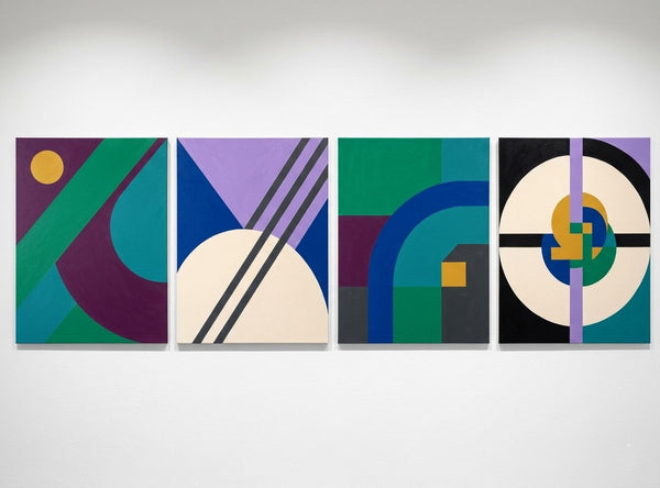 Abstract Geometric Art, Modern Paintings for Mid Century Living Room, Multi Panel Canvas Paintings-Silvia Home Craft