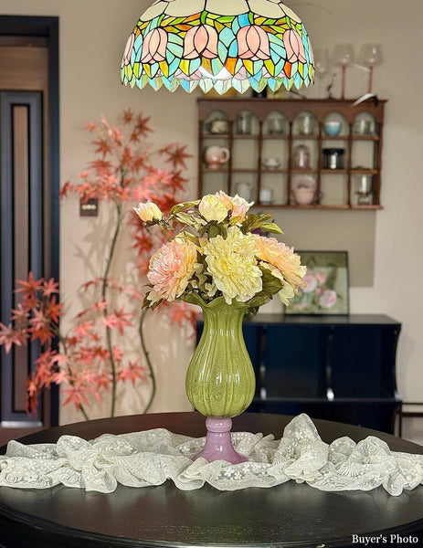 Modern Glass Vase for Flowers, Mid Century Glass Vases, Handmade Modern Vases for Living Room, Unique Decorative Glass Vase, Centerpiece Contemporary Vases on Table-Silvia Home Craft