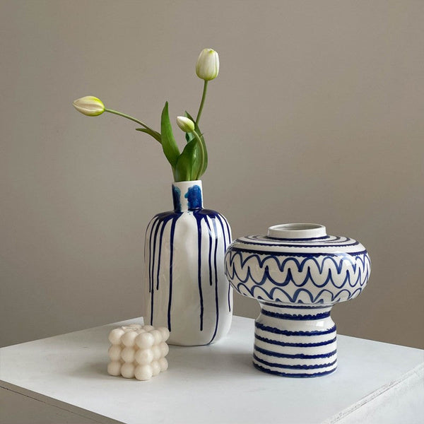 Handmade Water Holding Flower Vases, Modern Ceramic Flower Vases, Porcelain Bud Vases, Small Flower Vases on Table-Silvia Home Craft