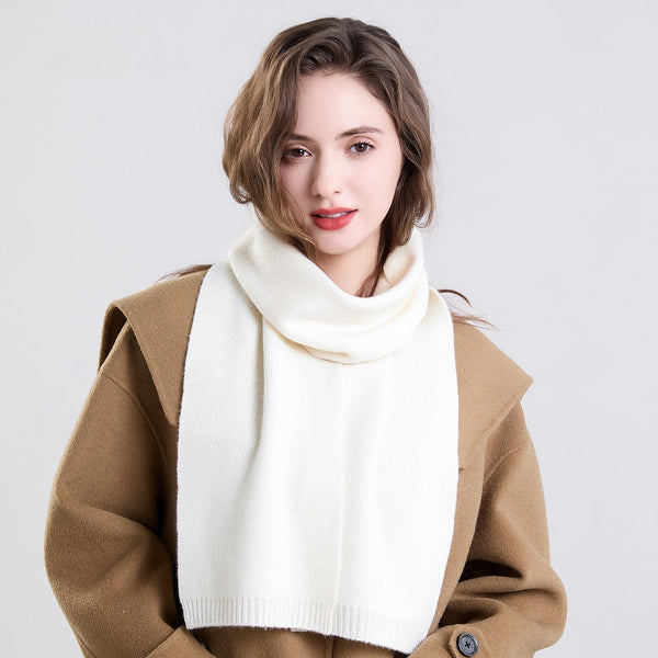 Cold Weather Scarves, Small Soft Scarf for Women, Modern Wool Scarf for Women, White Casual Scarf for Women-Silvia Home Craft