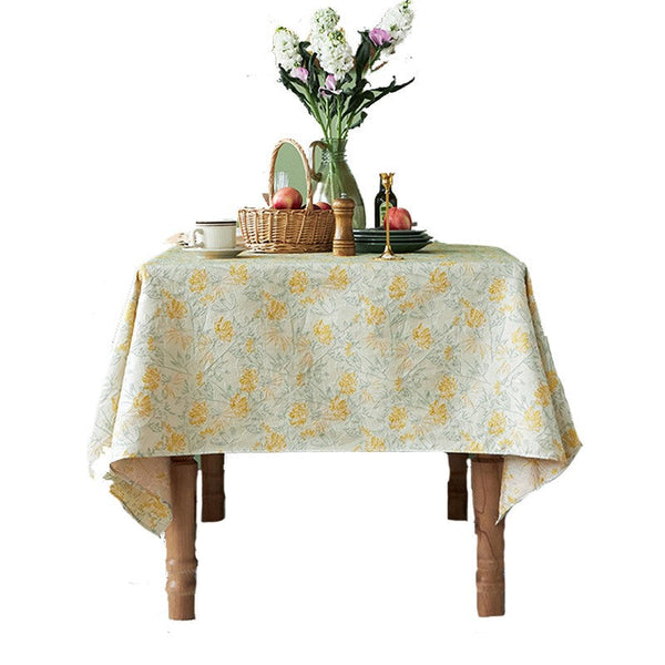 Natural Spring Farmhouse Table Cloth, Large Modern Rectangle Tablecloth for Dining Room Table, Square Tablecloth for Round Table, Flower Pattern Tablecloth-Silvia Home Craft