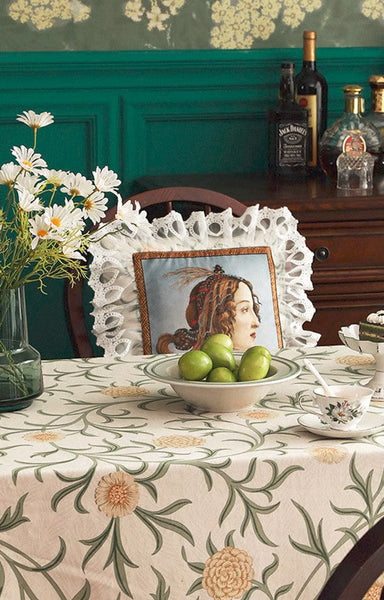 Spring Flower Farmhouse Table Cloth, Wedding Tablecloth, Modern Rectangle Tablecloth Ideas for Dining Table, Square Tablecloth for Coffee Table-Silvia Home Craft