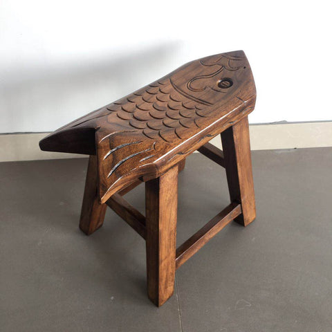 Handmade Solid Wood low Stool, Creative Shoe-changing Stool, Vintage Old Elm Wood Stool, Children's Wooden Stool, Sofa Stool, Dining Table Stool-Silvia Home Craft