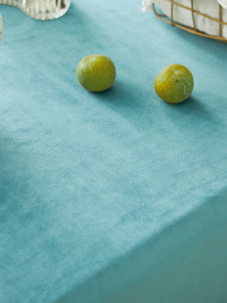 Ramie Velvet Rectangle Tablecloth for Home Decoration, Blue Square Tablecloth for Round Table, Modern Blue Table Cloth for Dining Room Table-Silvia Home Craft
