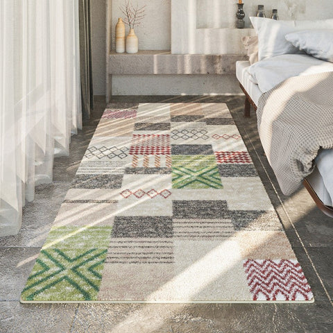 Modern Runner Rugs for Entryway, Contemporary Modern Rugs Next to Bed, Hallway Runner Rug Ideas, Geometic Modern Rugs for Dining Room-Silvia Home Craft