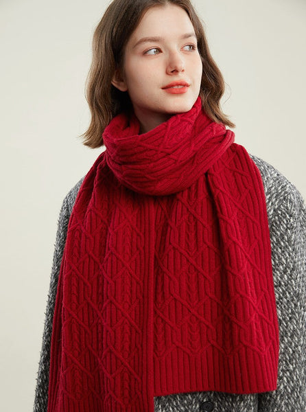 Cold Weather Scarf, Casual Scarf for Women, Fashion Designer Scarf, Red Winter Scarf, Modern Wool Scarf for Women, Soft Cashmere Scarf for Women-Silvia Home Craft