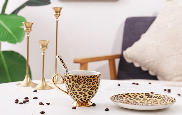 Unique Ceramic Coffee Cup and Saucer, Creative Ceramic Coffee Cups, Beautiful British Tea Cups, Creative Porcelain Tea Cup Set-Silvia Home Craft