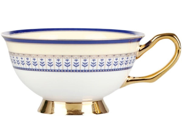 Blue Porcelain Tea Cup Saucer Set, Elegant British Ceramic Coffee Cups, Unique British Tea Cup and Saucer in Gift Box-Silvia Home Craft