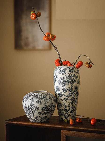 Porcelain Flower Vases, Modern Ceramic Bouquet Vases, Centerpiece on Dining Table, Flower Vase on Table, Handmade Water Holding Flower Vases-Silvia Home Craft