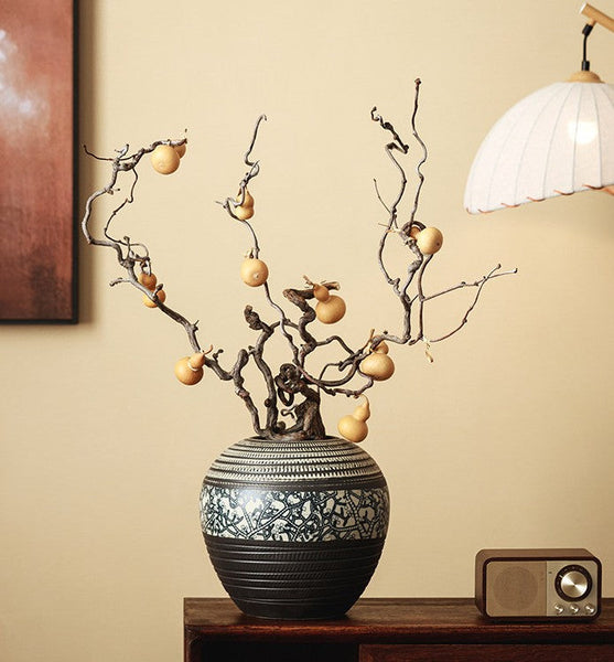 Large Pottery Flower Vases Urn, Centerpiece on Dining Table, Flower Vase on Table, Handmade Water Holding Flower Vases, Modern Bouquet Vases-Silvia Home Craft