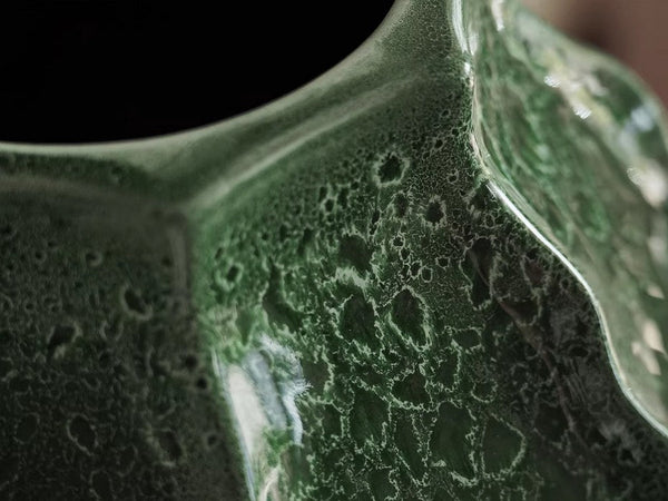 Handmade Modern Flower Vase, Centerpiece Ceramic Bouquet Vases, Large Contemporary Vases on Dining Table, Green Porcelain Vases for Modern Home Decor-Silvia Home Craft
