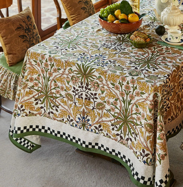 Extra Large Flower Table Covers for Round Table, Modern Rectangle Tablecloth for Dining Table, Farmhouse Table Cloth for Oval Table, Square Tablecloth for Kitchen-Silvia Home Craft