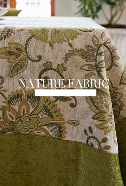 Extra Large Modern Tablecloth Ideas for Dining Room Table, Green Flower Pattern Table Cover for Kitchen, Outdoor Picnic Tablecloth, Rectangular Tablecloth for Round Table-Silvia Home Craft