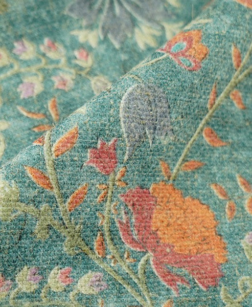 Garden Flowers Pattern Decorative Throw Pillows, Large Green Throw Pillow for Interior Design, Contemporary Square Modern Throw Pillows for Couch-Silvia Home Craft