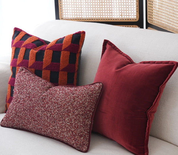 Decorative Pillows for Couch, Modern Sofa Pillows, Simple Modern Pillows, Red Modern Throw Pillows, Contemporary Throw Pillows-Silvia Home Craft