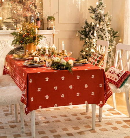 Extra Large Modern Rectangular Tablecloth for Dining Room Table, Christmas Edelweiss Table Covers, Square Tablecloth for Kitchen, Large Tablecloth for Round Table-Silvia Home Craft