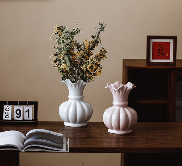 Handmade Water Holding Flower Vase, Ceramic Bud Vases, Small Flower Vases on Table, Rustic Porcelain Flower Vases-Silvia Home Craft