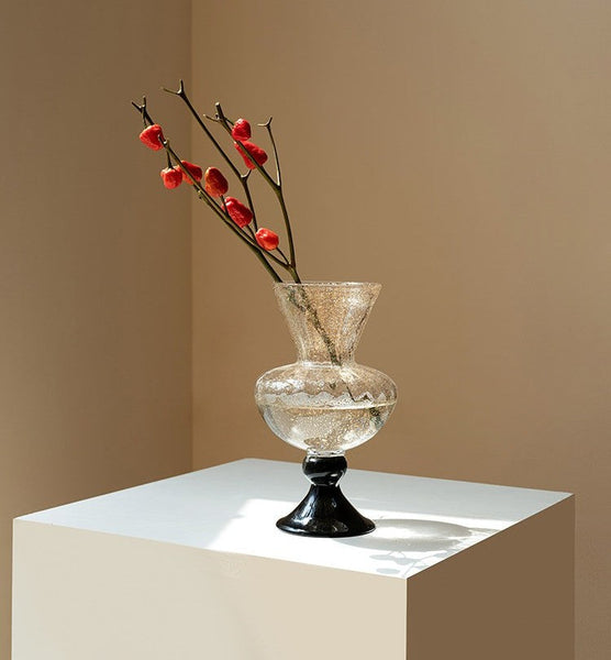 Contemporary Glass Vases, Mid Century Vases for Flowers, Handmade Modern Vases for Living Room, Unique Decorative Glass Vase, Centerpiece Vases on Table-Silvia Home Craft