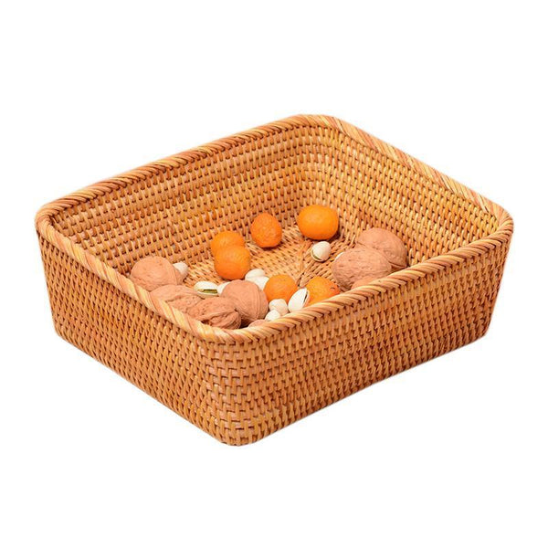 Rectangular Storage Baskets for Pantry, Small Rattan Kitchen Storage Basket, Storage Baskets for Shelves, Woven Storage Baksets-Silvia Home Craft