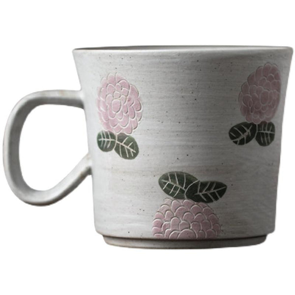 Handmade Pottery Coffee Cup, 10 oz Rose Ceramic Coffee Mug, Cappuccino Coffee Cup, Tea Cup-Silvia Home Craft