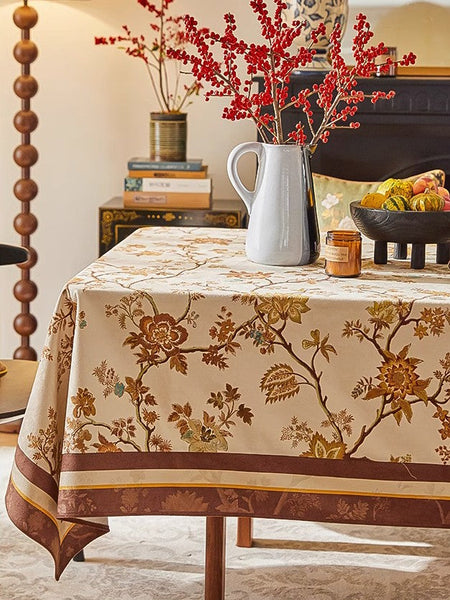 Extra Large Modern Rectangular Tablecloth for Dining Room Table, Flower Farmhouse Table Covers, Square Tablecloth for Round Table, Mid Century Tablecloth for Living Room-Silvia Home Craft