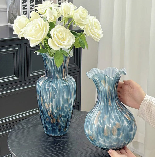 Modern Glass Bud Vases, Centerpiece Vases on Table, Handmade Liuli Vases, Color Glaze Vase, Contemporary Vases for Modern Home Decor-Silvia Home Craft