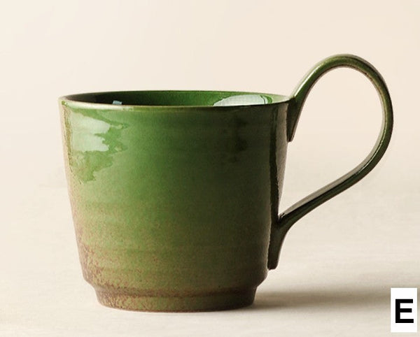 Modern Handmade Pottery Coffee Cup, Creative Brown Green Blue Ceramic Coffee Mugs, Large Unique Tea Cup, Large Capacity Coffee Cups-Silvia Home Craft