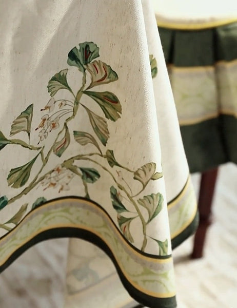 Extra Large Modern Rectangular Tablecloth for Dining Room Table, Ginkgo Leaves Table Covers, Square Tablecloth for Kitchen, Large Tablecloth for Round Table-Silvia Home Craft