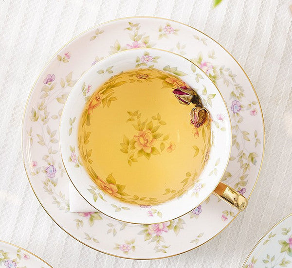 Elegant Ceramic Coffee Cups, Beautiful British Tea Cups, Unique Afternoon Tea Cups and Saucers in Gift Box, Royal Bone China Porcelain Tea Cup Set-Silvia Home Craft