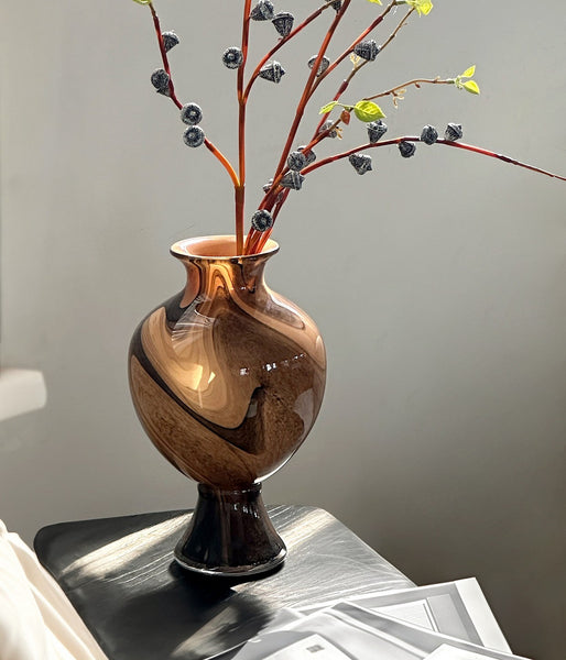 Vintage Glass Flower Vases, Water Holding Flower Vases, Handmade Glass Bud Vases, Flower Vases on Table-Silvia Home Craft