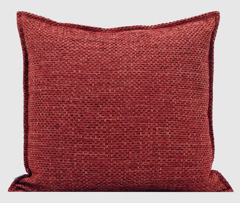 Large Square Modern Throw Pillows for Couch, Red Contemporary Modern Sofa Pillows, Simple Decorative Throw Pillows, Large Throw Pillow for Interior Design-Silvia Home Craft