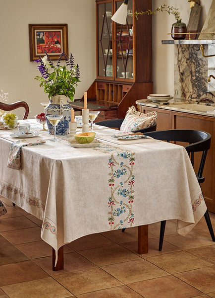 Spring Flower Table Covers for Round Table, Large Modern Rectangle Tablecloth for Dining Table, Farmhouse Table Cloth for Oval Table, Square Tablecloth for Kitchen-Silvia Home Craft