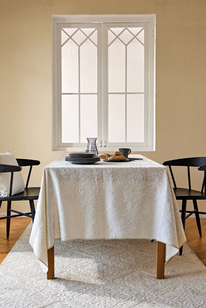 Simple Modern Rectangle Tablecloth for Dining Room Table, Cotton and Linen Flower Pattern Table Covers for Round Table, Square Tablecloth for Kitchen-Silvia Home Craft