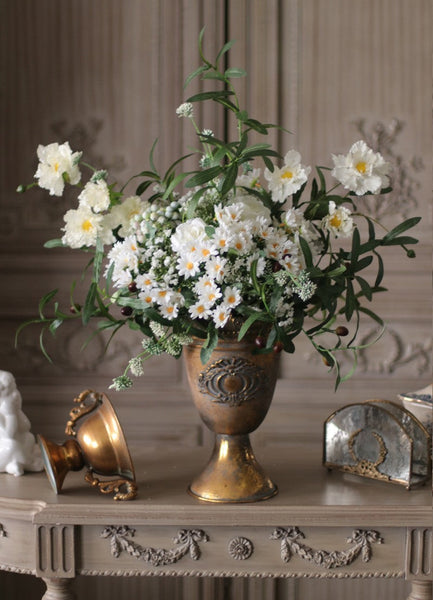 Real Touch Artificial Floral for Living Room, Large Bunch of Daisy and Rose Branch, Beautiful Spring Flower Arrangement for Home Decoration, Table Centerpiece-Silvia Home Craft